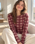 Cashmere Longsleeves, Karo-I, Bordeaux