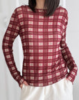 Cashmere Longsleeves, Karo-I, Bordeaux