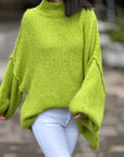 Pullover, flauschi, Stehkragen, Apfelgrün