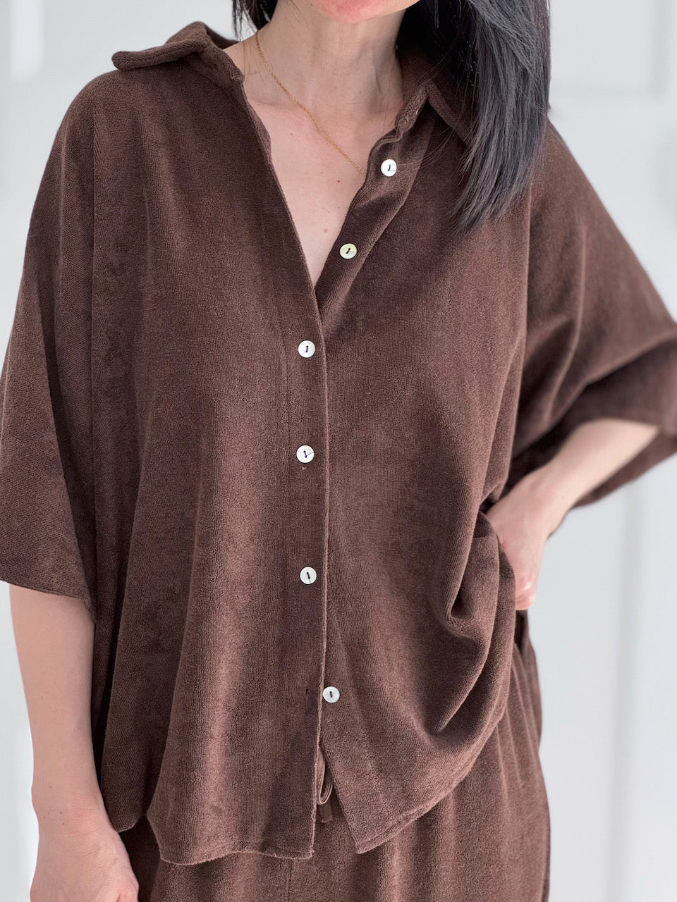 Frottee-Bluse, 4 Farben