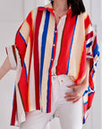 Ovesize-Bluse, bunte Streifen