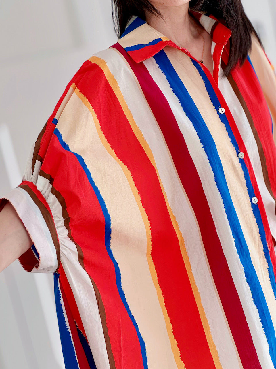 Ovesize-Bluse, bunte Streifen