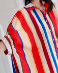 Ovesize-Bluse, bunte Streifen
