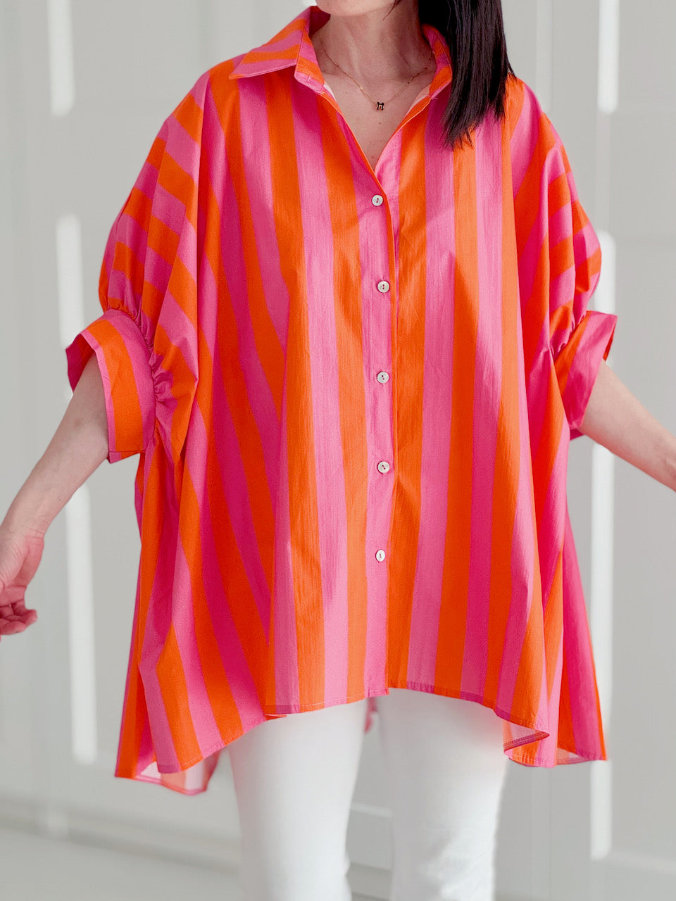 Bluse, Streifen, Batwing, 2 Farben