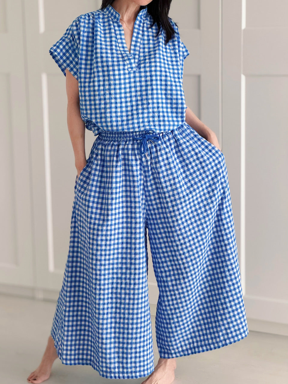 Sommerbluse, Karo, 3 Farben