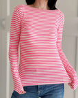 Cashmere Longsleeves, Streifen, Neon-Pink