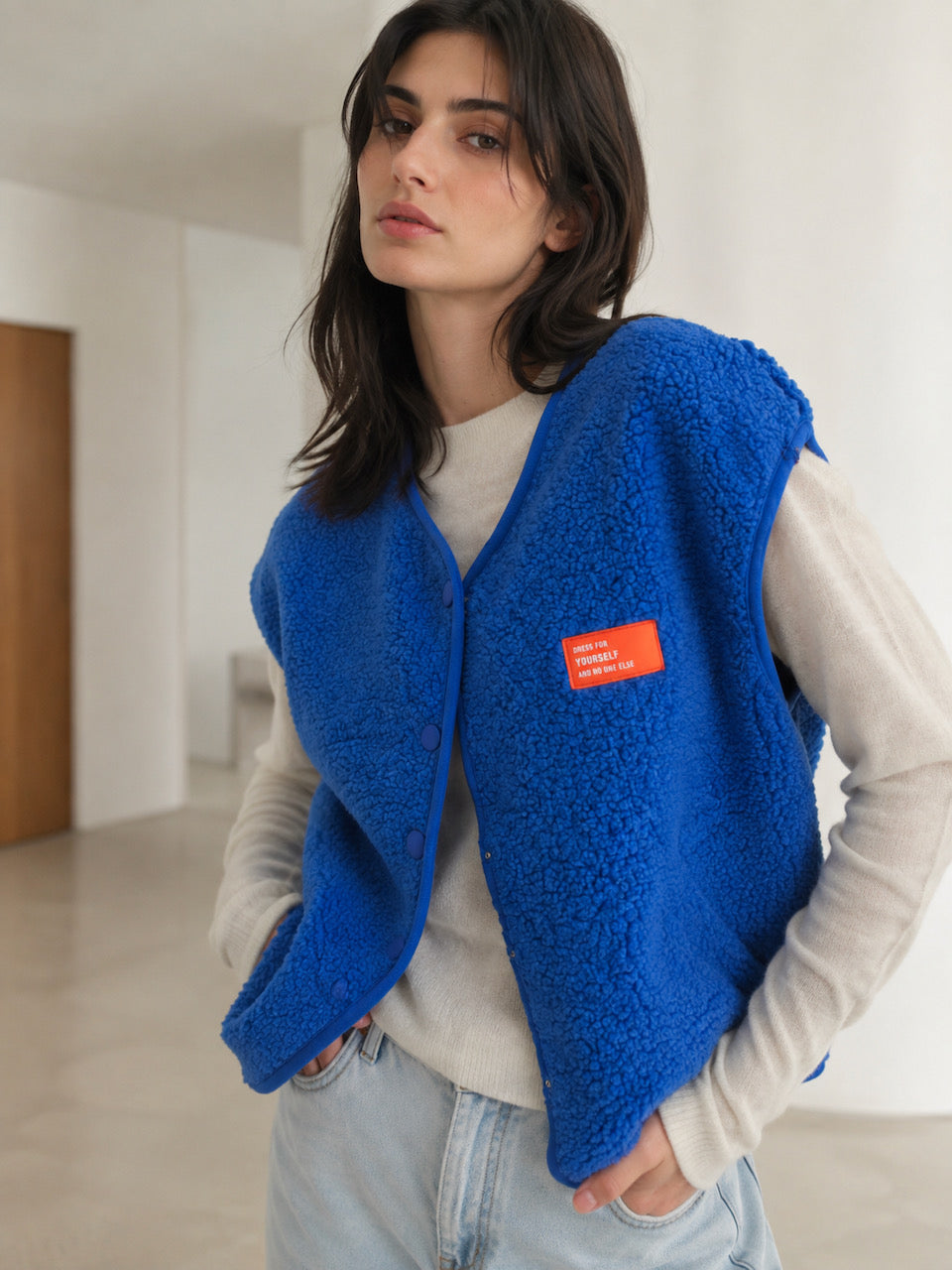 Teddyweste, Dress for Yourself, Royalblau