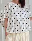 Bluse mit Ballonärmeln, Polka Dots, 2 Farben