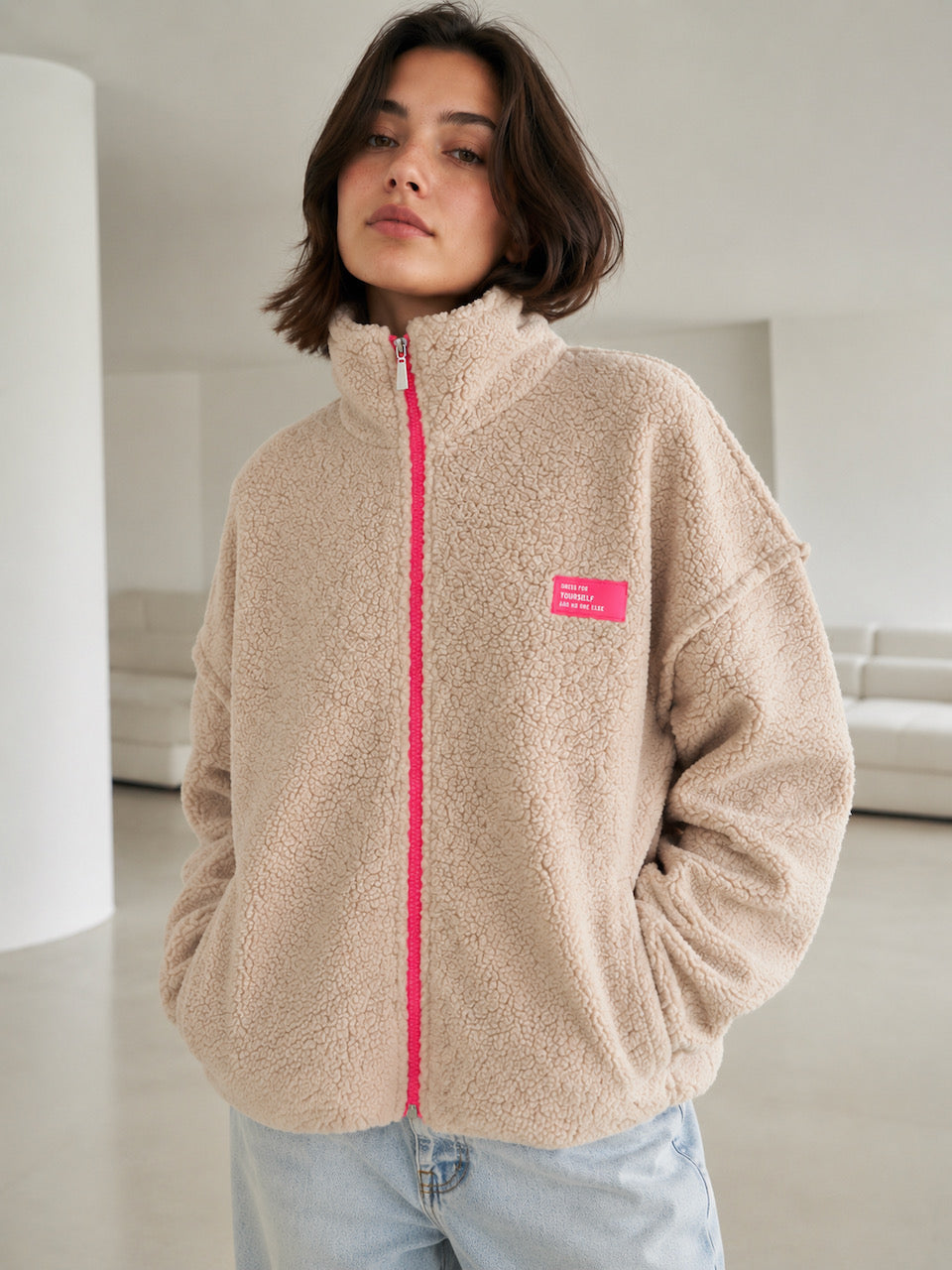 Teddyjacke, Dress for Yourself, Beige