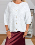 Strickjacke, Rundhalsausschnitt, 3/4 Ärmel, 3 Farben