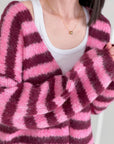 Strickjacke, Streifen, 3 Farben