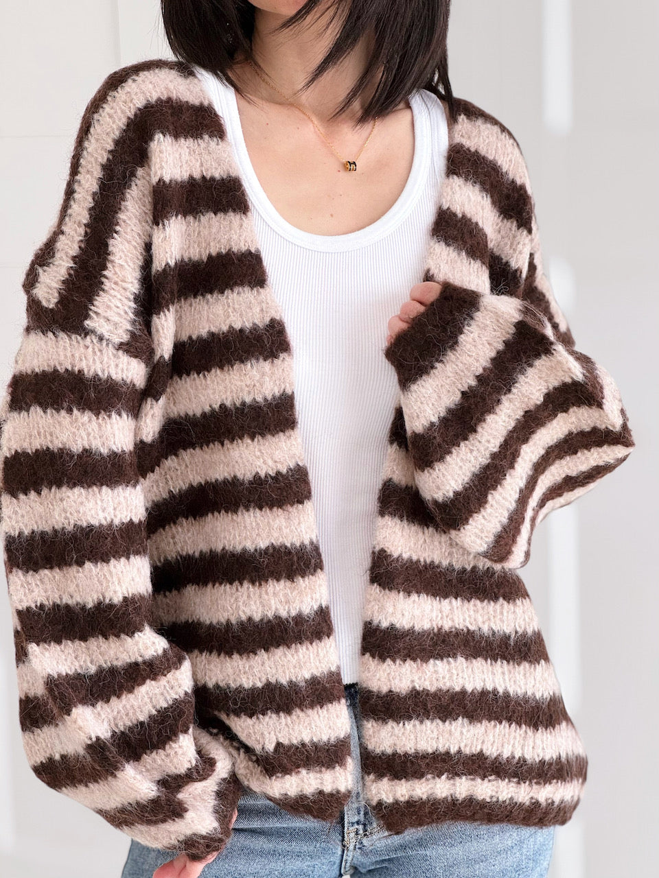 Strickjacke, Streifen, 3 Farben