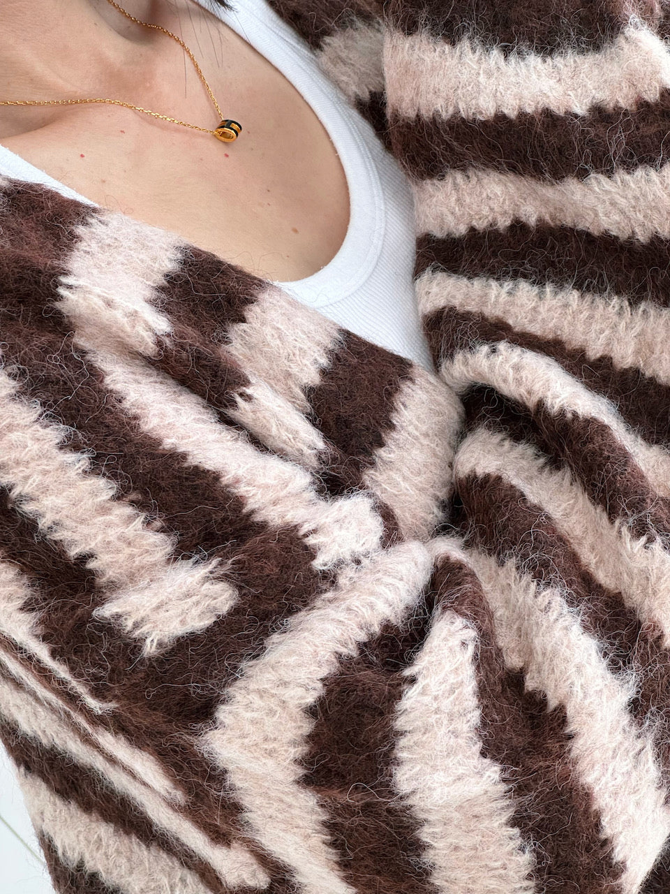 Strickjacke, Streifen, 3 Farben