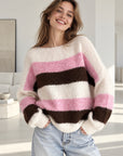 Pullover, Farbstreifen, Rosa