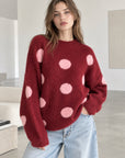 Pullover, Polka Dots, Bordeaux