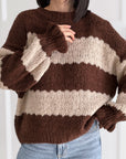 Pullover, Blockstreifen, Schoko