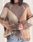 Pullover, Argyle-Look, Taupe