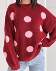 Pullover, Polka Dots, Bordeaux