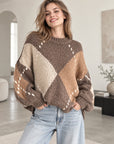 Pullover, Argyle-Look, Taupe