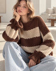 Pullover, Blockstreifen, Schoko
