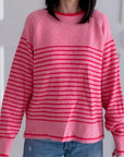 Pullover, Streifen, Rosa