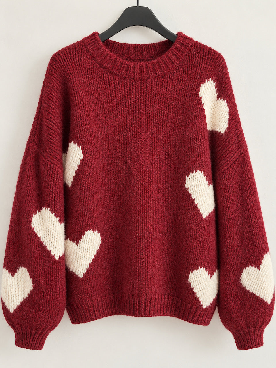 Pullover, Herzen, Bordeaux