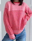 Pullover, Streifen, Rosa