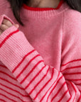 Pullover, Streifen, Rosa