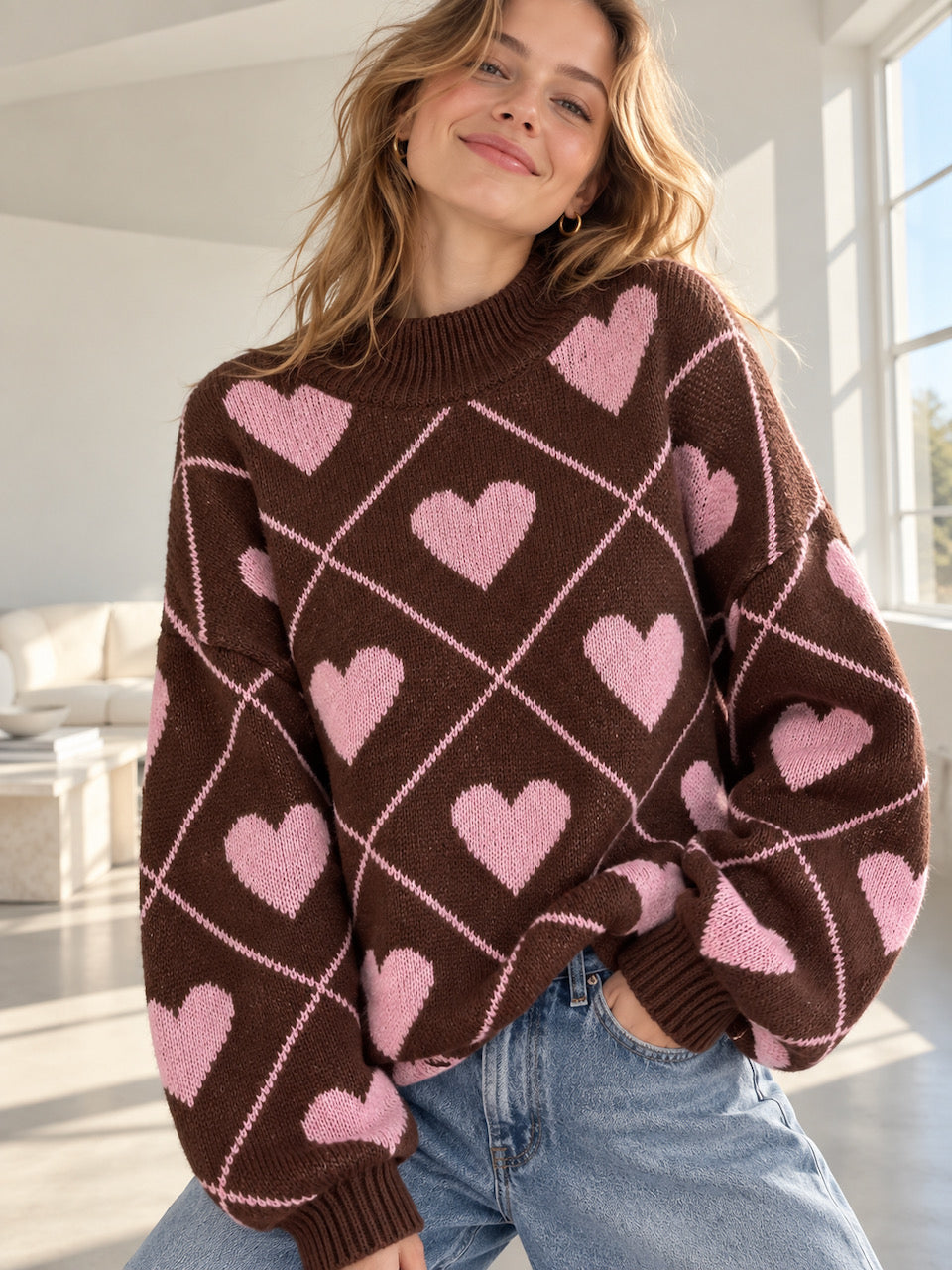 Pullover, Herzen &amp; Argyle, Schoko
