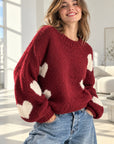 Pullover, Herzen, Bordeaux