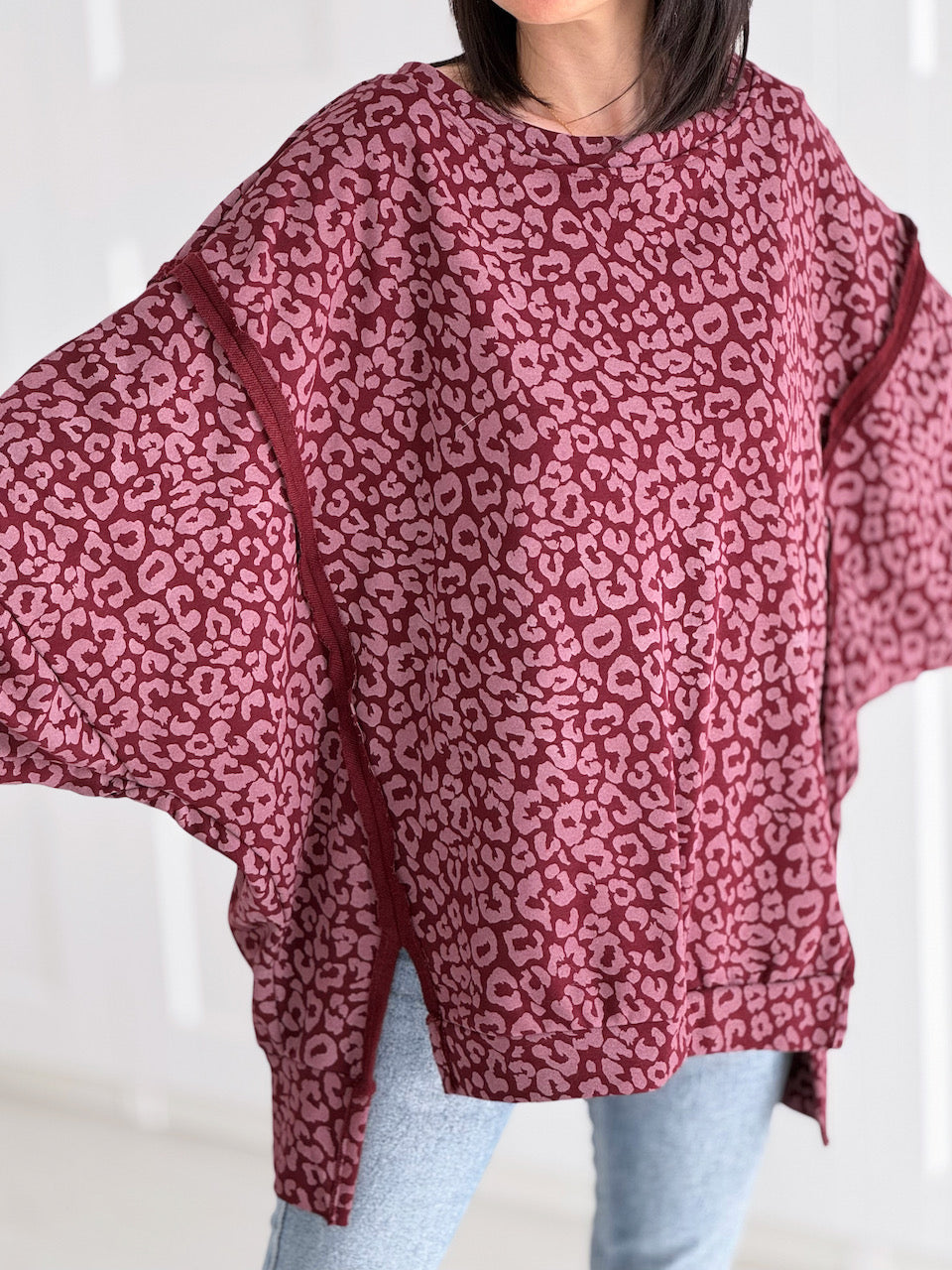 Sweatshirt, Oversize, Leo, Beere