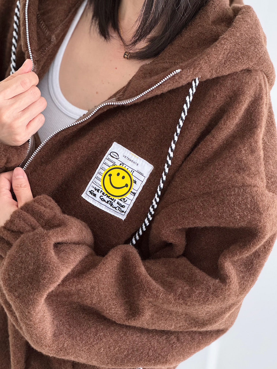 Hoodie, Patch-Smiley, Schoko