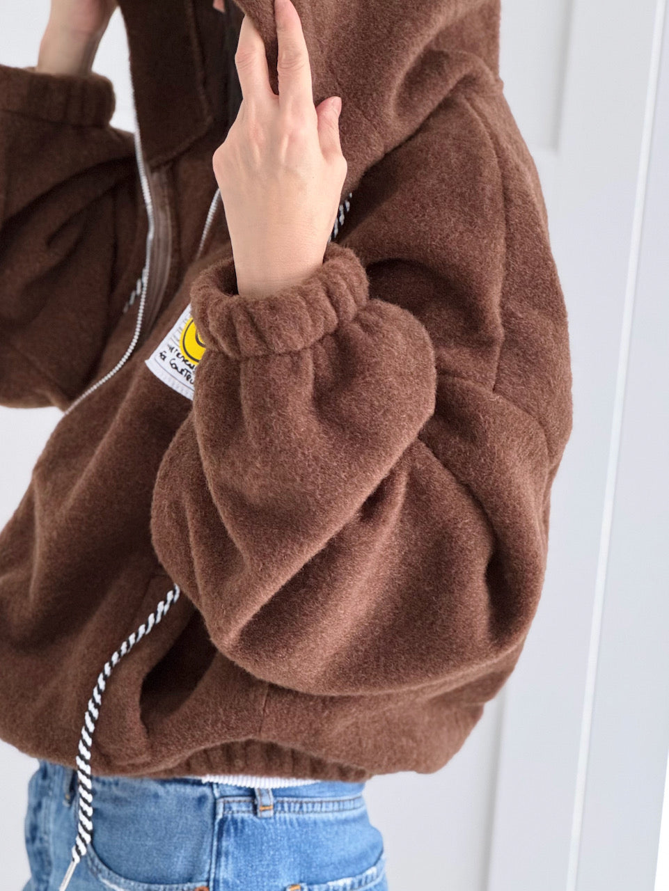 Hoodie, Patch-Smiley, Schoko