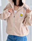 Hoodie, Patch-Smiley, Beige