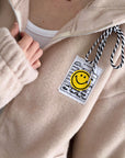 Hoodie, Patch-Smiley, Beige