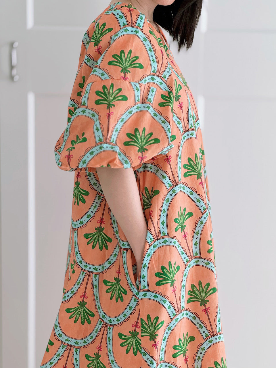 Maxikleid, Bogenblüte, Aprikose