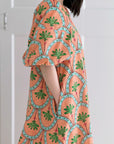 Maxikleid, Bogenblüte, Aprikose