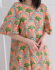 Maxikleid, Bogenblüte, Aprikose