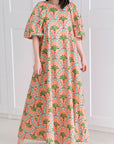 Maxikleid, Bogenblüte, Aprikose