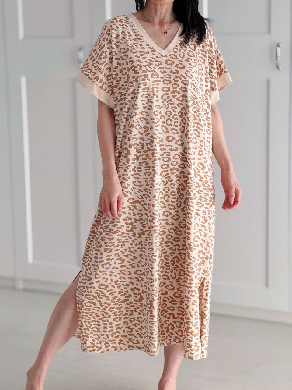 T-Shirt-Kleid, Leo, Beige
