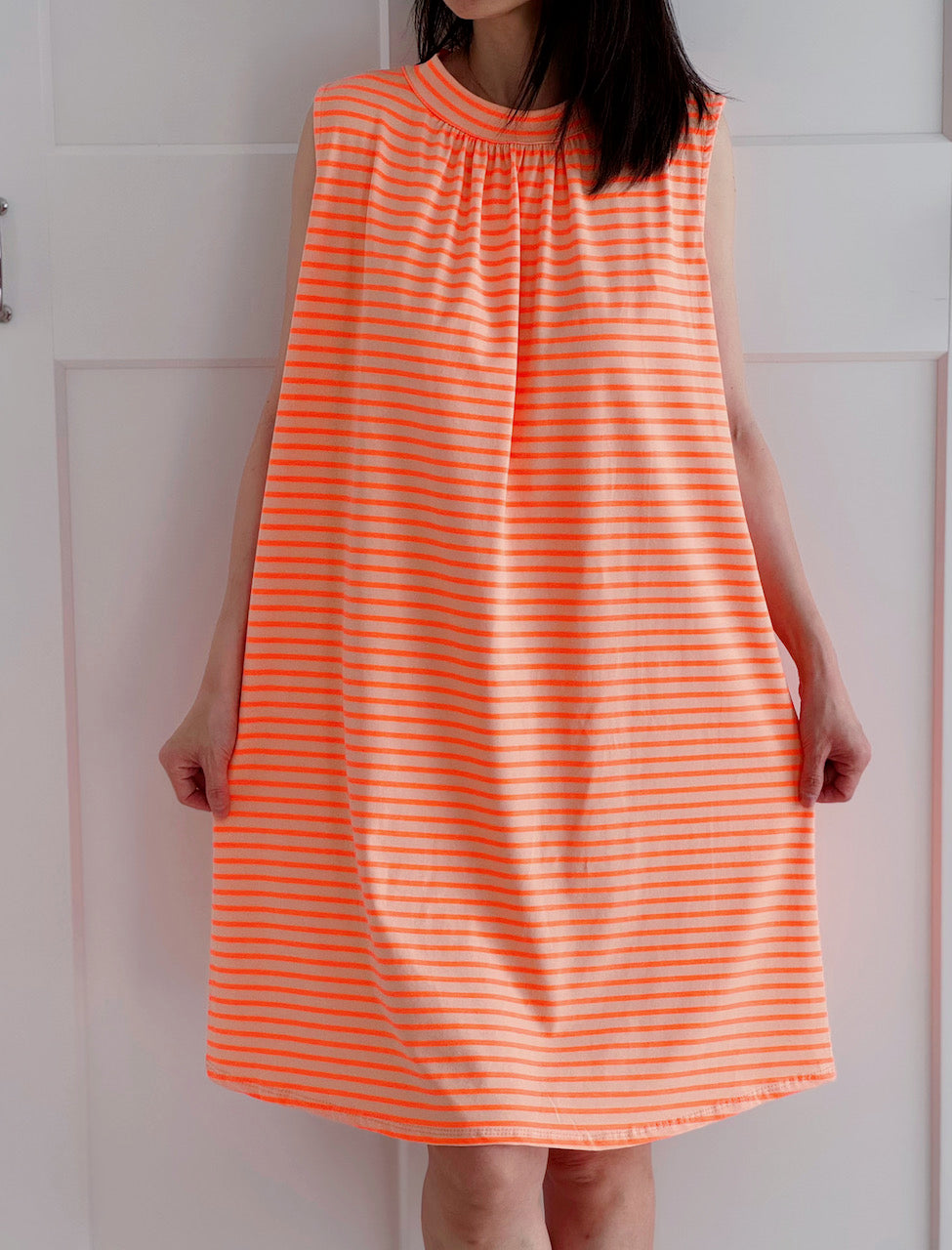 Tunika, Rückenschleife, Streifen, Neon-Orange