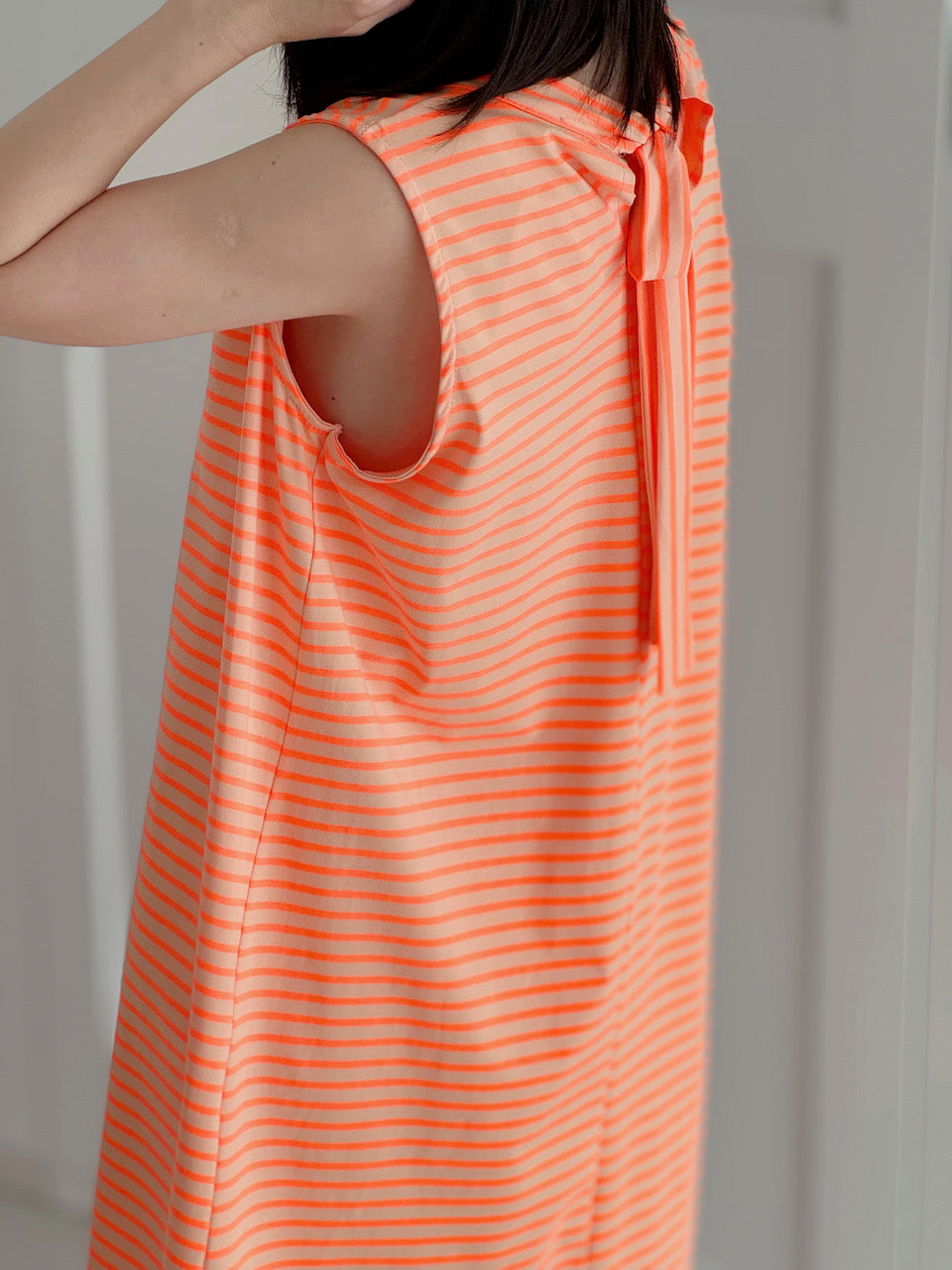 Tunika, Rückenschleife, Streifen, Neon-Orange