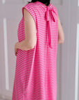 Tunika, Rückenschleife, Streifen, Neon-Pink