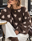 Pullover, Herzen, Ballonärmel, Schoko