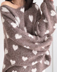 Pullover, Herzen, Ballonärmel, Taupe