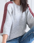 Pullover, flauschi, Kontraststreifen, 3 Farben