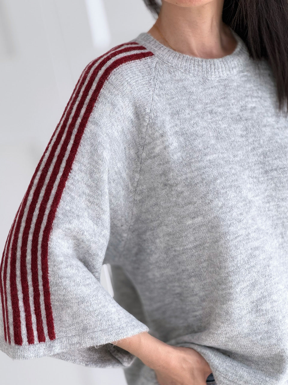 Pullover, flauschi, Kontraststreifen, 3 Farben