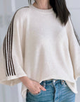 Pullover, flauschi, Kontraststreifen, 3 Farben