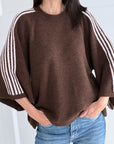 Pullover, flauschi, Kontraststreifen, 3 Farben