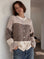 Strickjacke, Streifen, Volantbündchen, Cappuccino